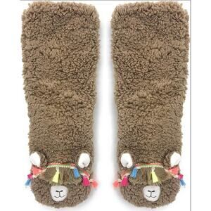 Women's Super Soft Llama Synthetic Sherpa Slipper Socks One Size 3D New NWT